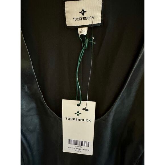 Tuckernuck Ariella Black Faux Vegan Leather Dress Large NEW - Picture 7 of 10